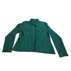 APNY Kelly Green Denim Jacket XL Raw Hem